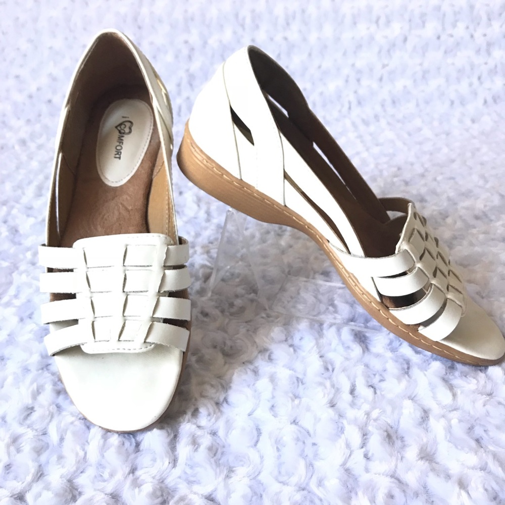 Leather open toes comfort shoes by I Love Comfort